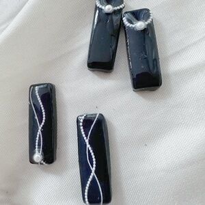 Elegant Black and White polymer clay earrings clipons and post available